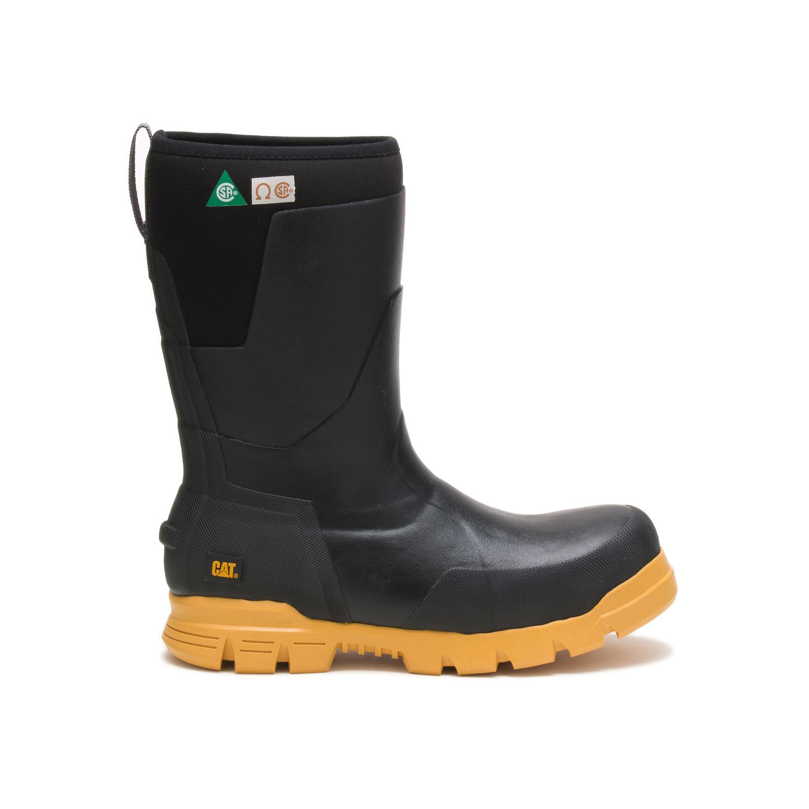 Caterpillar Stormers 11" Steel Toe Csa - Womens Rubber Boots - Black/Yellow - NZ (169PQGNCZ)